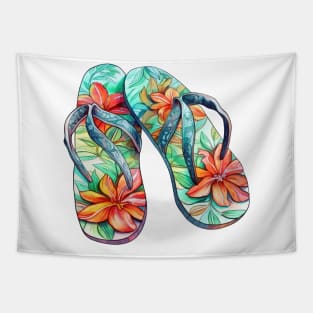 Watercolor Flip Flops #6 Tapestry