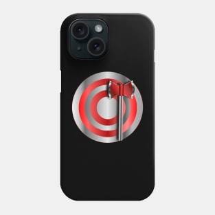 Straight Handle Silver Red Stripe Target and Throwing Hatchet Phone Case