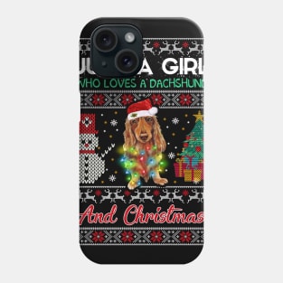 Just a girl who loves a dachshund and christmas Phone Case