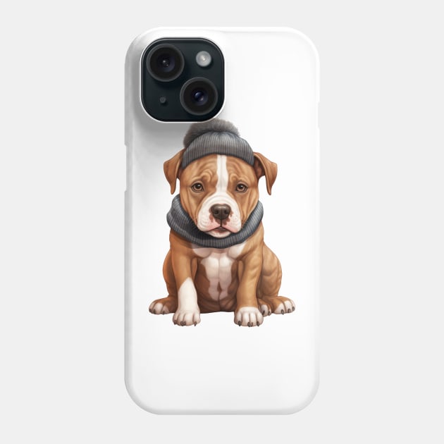 Winter American Staffordshire Terrier Dog Phone Case by Chromatic Fusion Studio