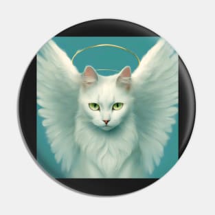 white angel cat Pin