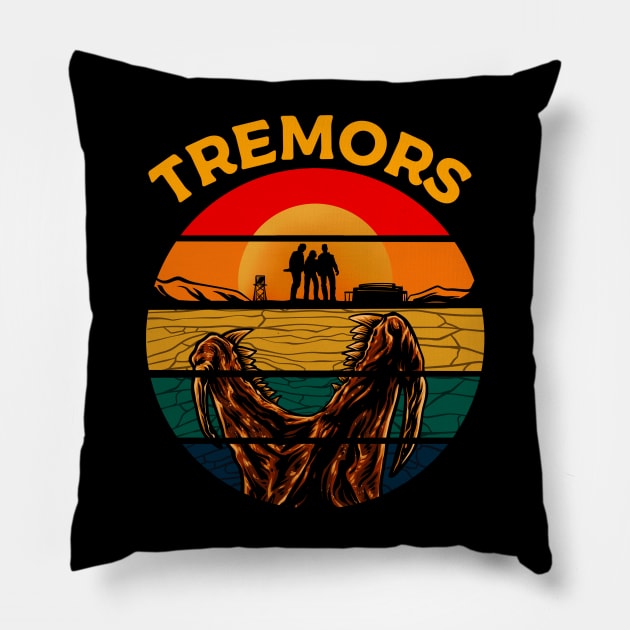 Tremors vintage Pillow by Strawberryjamstudio