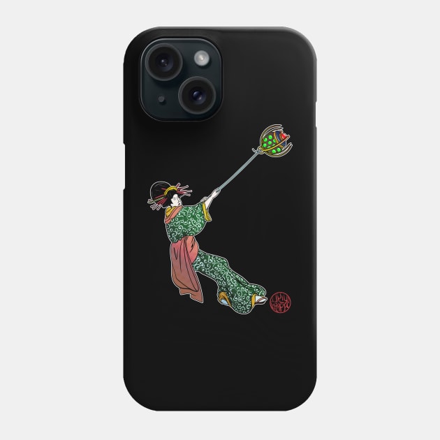 Bijinga - Woman and fiery robot Phone Case by Ukiyograph