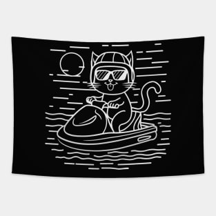 Cute Cat Jet Skiing Summer Gift Tapestry