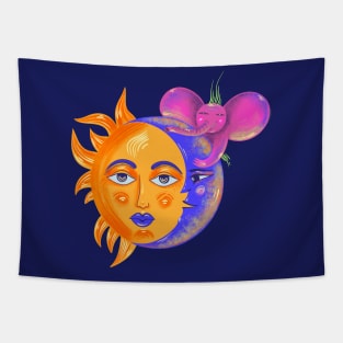 Sun Moon and elephant Tapestry