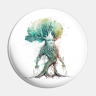 Tree Ent - Watercolor Art - White - Fantasy Pin