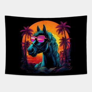 Retro Wave Andalusia Horse Tapestry