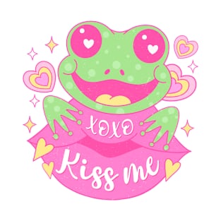 Frog In Love XOXO Kiss Me Happy Valentines Day T-Shirt