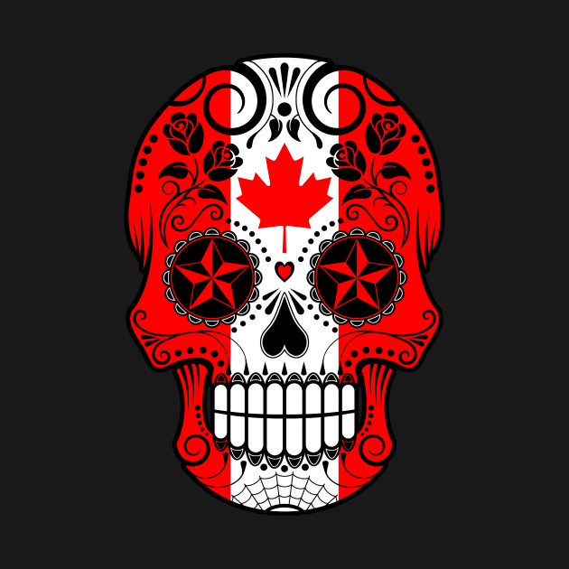 Canadian Flag Sugar Skull with Roses by jeffbartels