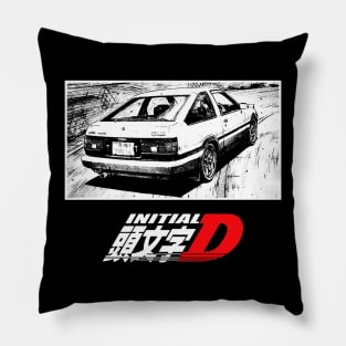 Black and White Manga Art Initial D v2 Pillow