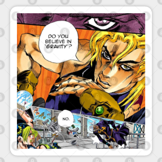 Do You Believe In Gravity Jojo Stone Ocean Jojos Bizarre Adventure Sticker Teepublic