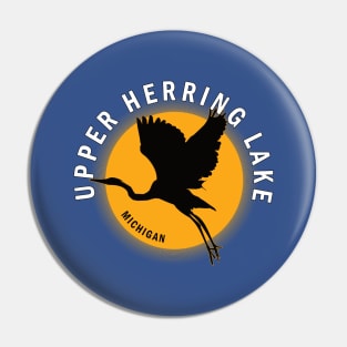 Upper Herring Lake in Michigan Heron Sunrise Pin