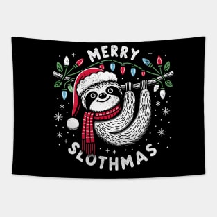 Dabbing Santa Sloth Merry Slothmas Christmas Tapestry