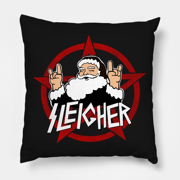 Santa goes Metal Santa Sleigher Funny Christmas for Metalheads Pillow by SusanaDesigns