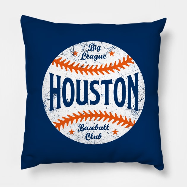 Houston Retro Big League Baseball - Navy Pillow by KFig21