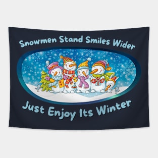 Winter's Grinning Snowmen: Enjoy the Season Tapestry