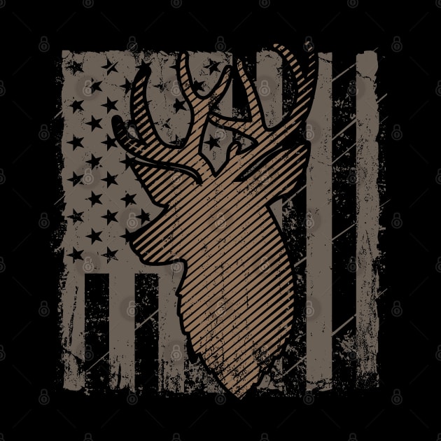 American Deer Hunter Patriotic Us Flag by Tesszero