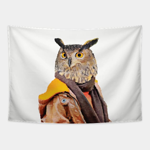 Owl Portrait Tapestry by DarkMaskedCats