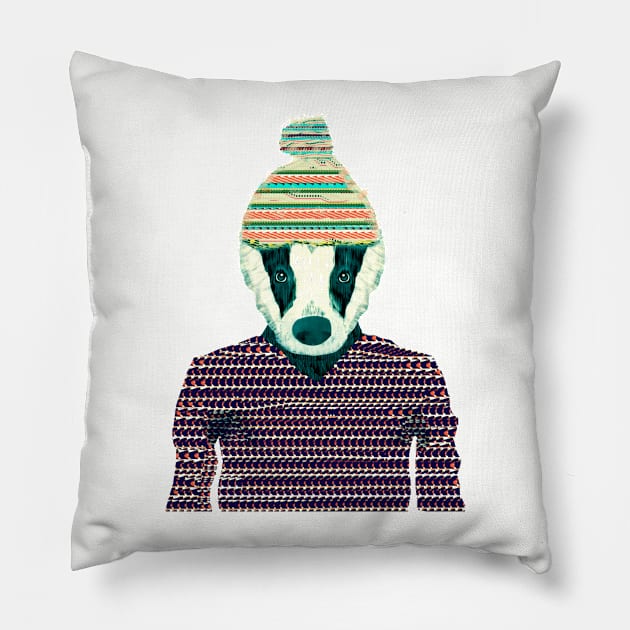 Seb The Badger Pillow by Rolfober