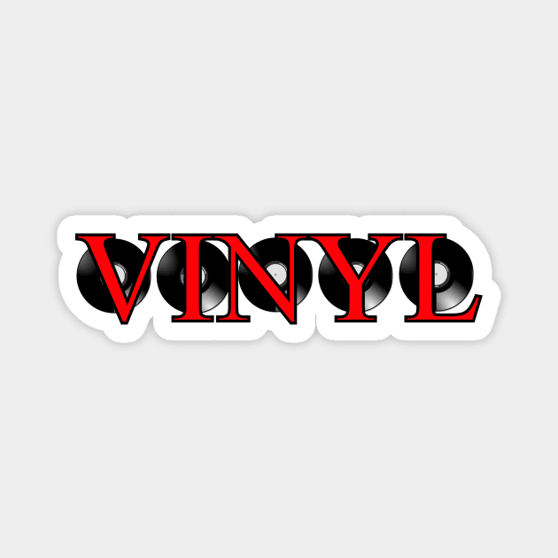 Retro Vintage Vinyl Record Red Typography Magnet by SartorisArt1