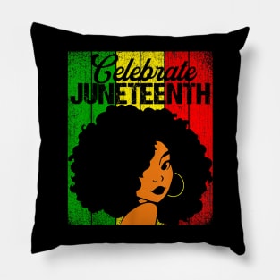 Celebrate Juneteenth Messy Bun Black Women 1865 Juneteenth Pillow