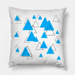 Triangle Geometric Light Blue and Black Pillow