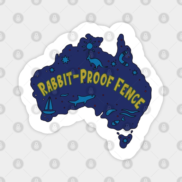 AUSSIE MAP RABBITPROOF FENCE Australia TeePublic