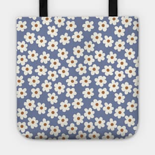 groovy retro y2k 2000s big flower power 1960s 60s 70s danish aesthetics coconut girl ditsy daisies vintage blue terracotta Tote