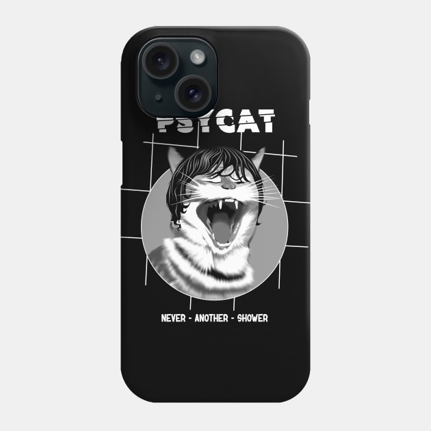 Funny Psycho cat shower Phone Case by TMBTM