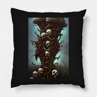 Dystopian Artwork | Horror Art Skulls | Dystopia Painting | Dark and Gloomy Arts Pillow