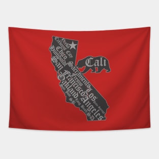 California Bear State Map (vintage distressed look) Tapestry