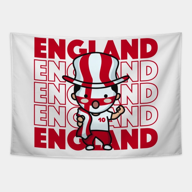 England Football Fan // Kawaii Cute English Soccer Supporter Tapestry by SLAG_Creative