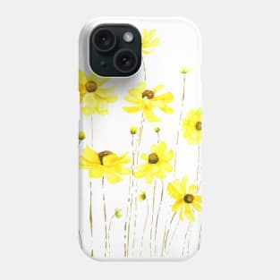 yellow cosmos flower watercolor Phone Case