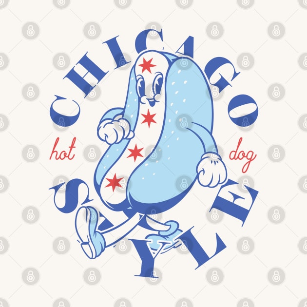 Chicago Style Hot Dog Flag | Glizzy Traditional Specific Signature Food Famous No Ketchup Chicago Flag Dog | Chicago Illinois State South Side South Suburbs Depression Sandwich Anthropomorphic Mascot by anycolordesigns