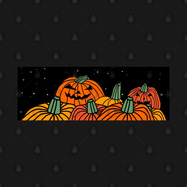 Night Time Spooky Pumpkins at Halloween by ellenhenryart