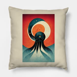 Space Octopus Retro Pillow