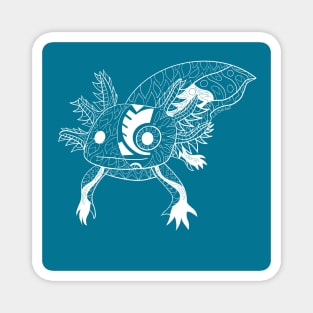 kawaii axolotl in totonac xochimilco pattern style ecopop blue Magnet