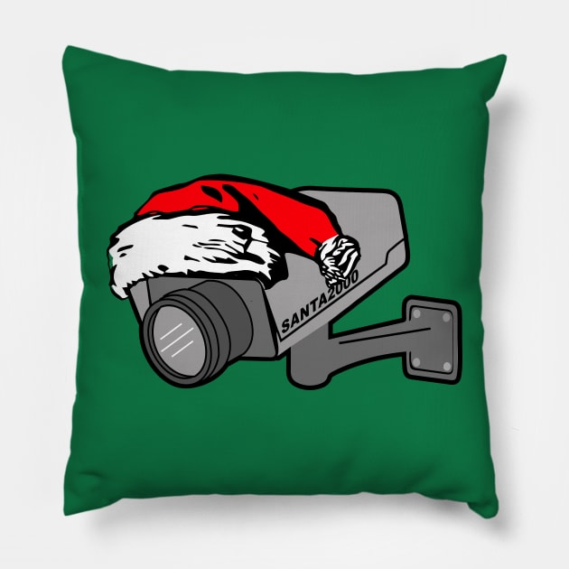 santa cam green (he knows when you are sleeping) Pillow by B0red