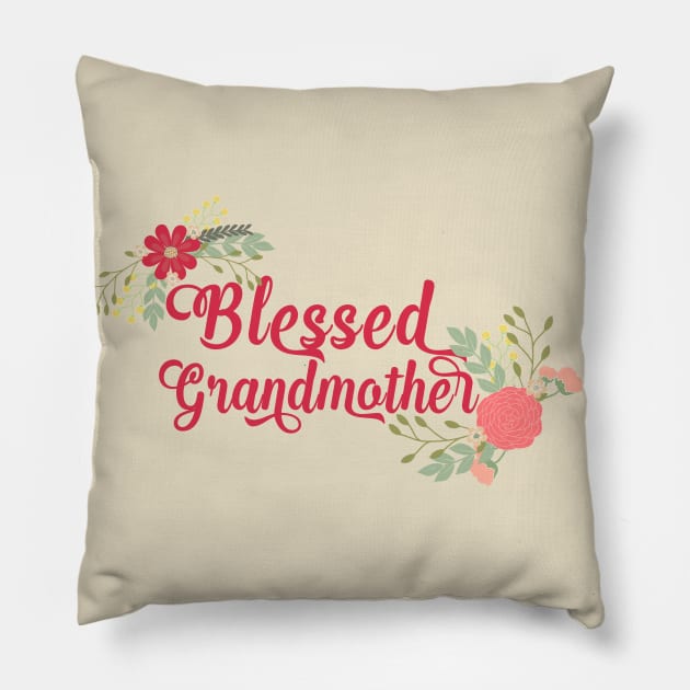 Blessed Grandmother Floral Christian Grandma Art Pillow by g14u
