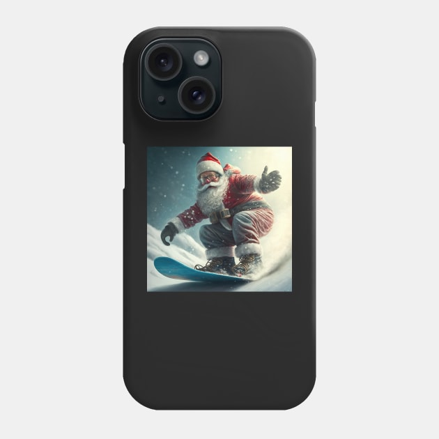 Santa on a snowboard Phone Case by ai1art