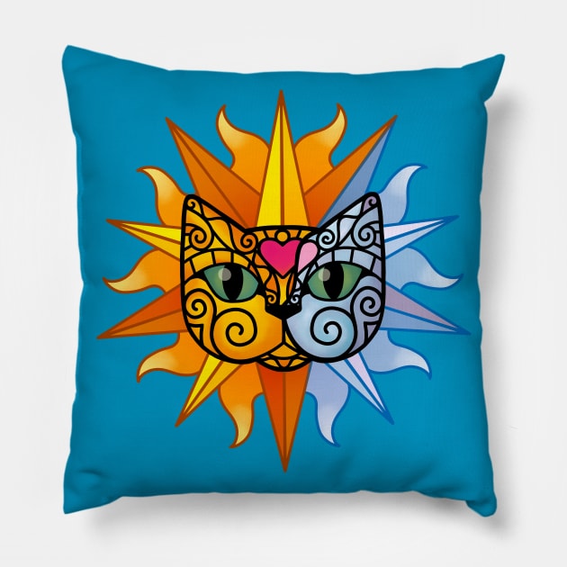 Sun and Moon Cat Pillow by Beth Wilson