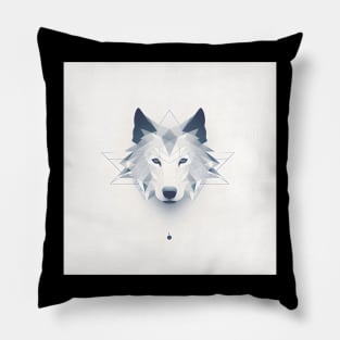 Frost Moon Wolf Shadow Pillow
