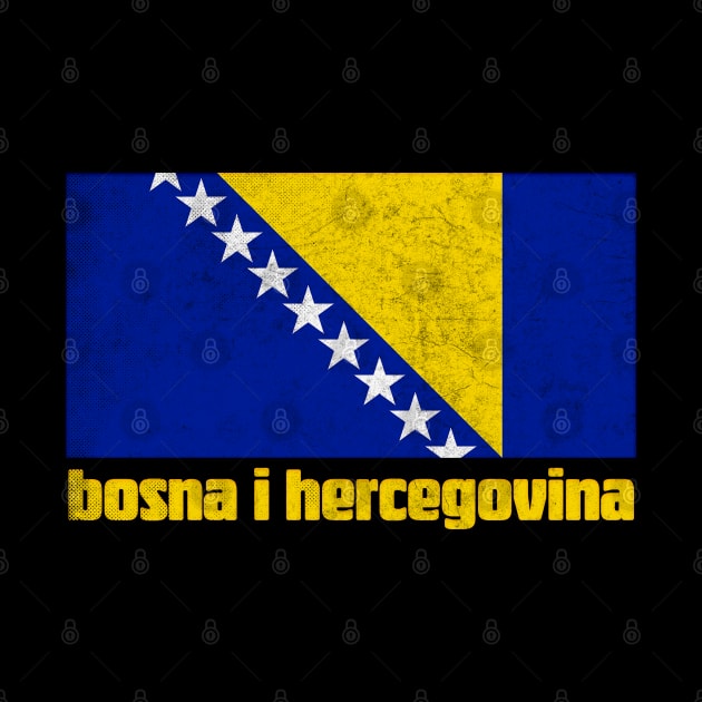 Bosnia /  Retro Faded Style Flag Design by DankFutura