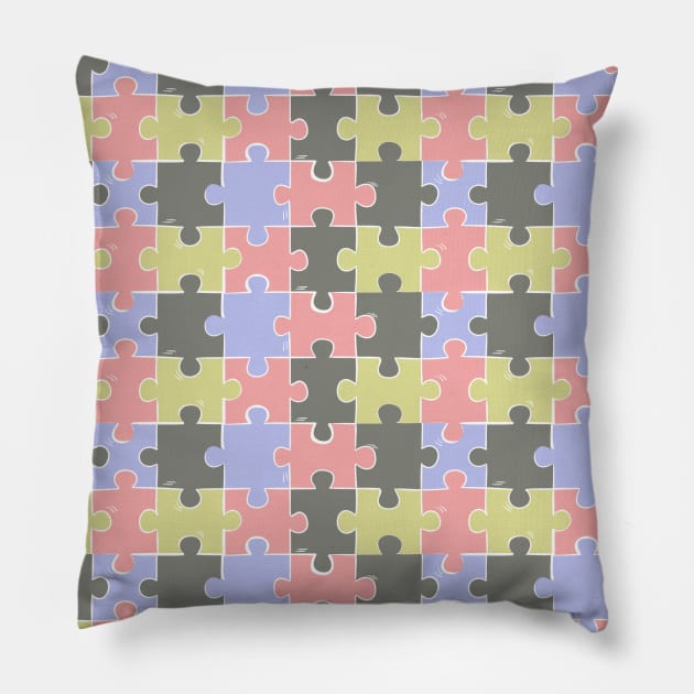 Colorful puzzle pieces Pillow by ArtedPool