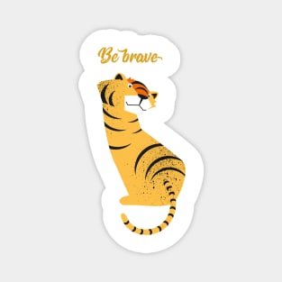 Illustration of children’s room with tiger and typography - Be brave tiger Magnet