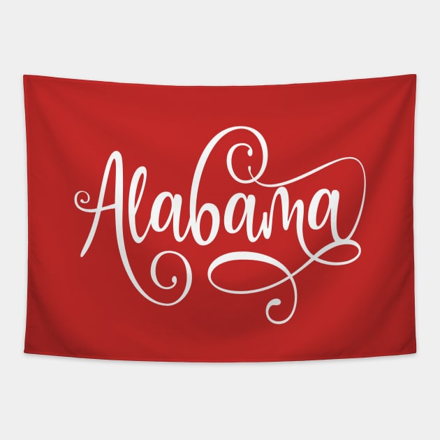 Alabama - White Fancy Script Tapestry by BDAZ