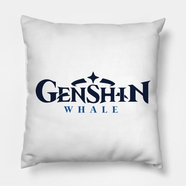 Genshin Impact whale logo typography Pillow by Oricca