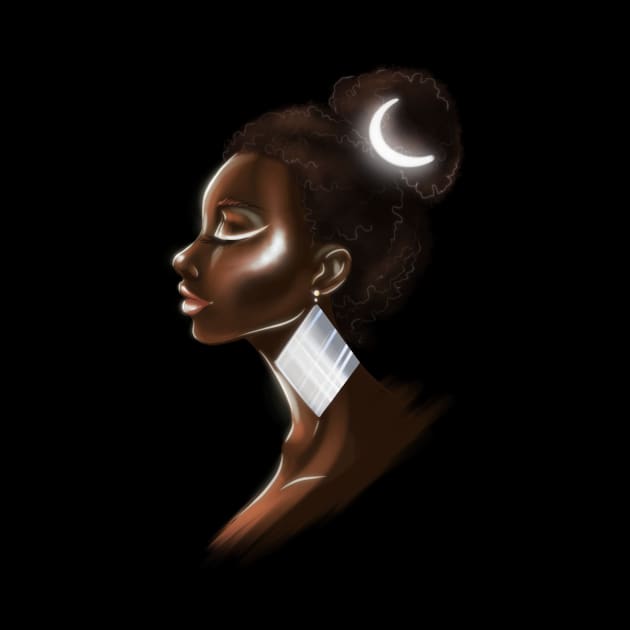 Black Woman African Moon Goddess Illustration by Ebony Rose 