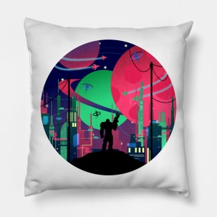 Sci-fi futuristic science fiction city Pillow