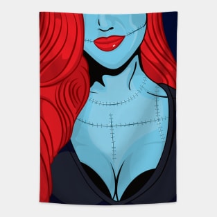 Halloween Frankensteins Bride Pop Art Girl Tapestry